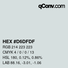 Farbcode: HEX #D6DFDF | qconv.com