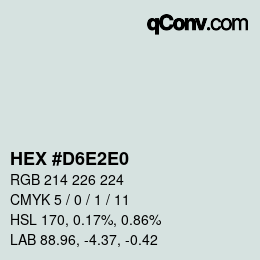 Color code: HEX #D6E2E0 | qconv.com