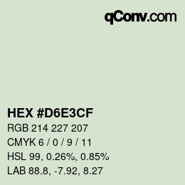 Farbcode: HEX #D6E3CF | qconv.com