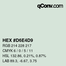 カラーコード: HEX #D6E4D9 | qconv.com
