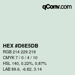 カラーコード: HEX #D6E5DB | qconv.com