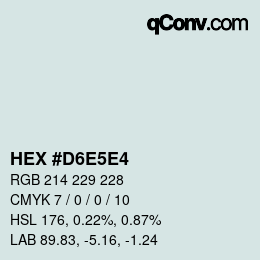 Color code: HEX #D6E5E4 | qconv.com