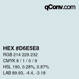 Color code: HEX #D6E5E8 | qconv.com