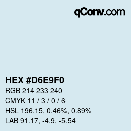 Color code: HEX #D6E9F0 | qconv.com