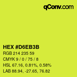 カラーコード: HEX #D6EB3B | qconv.com