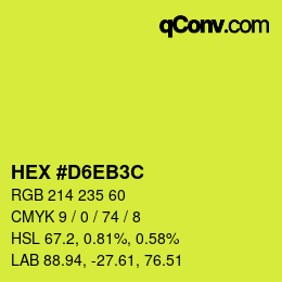 Color code: HEX #D6EB3C | qconv.com