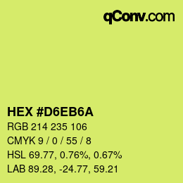Color code: HEX #D6EB6A | qconv.com