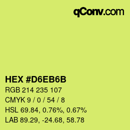 颜色代码: HEX #D6EB6B | qconv.com
