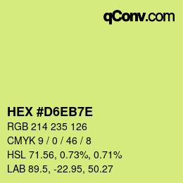 Color code: HEX #D6EB7E | qconv.com