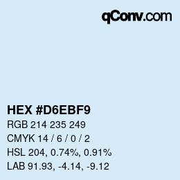 Farbcode: HEX #D6EBF9 | qconv.com