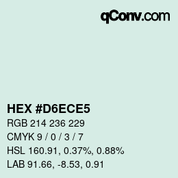 Color code: HEX #D6ECE5 | qconv.com