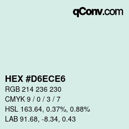 Color code: HEX #D6ECE6 | qconv.com