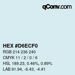 カラーコード: HEX #D6ECF0 | qconv.com