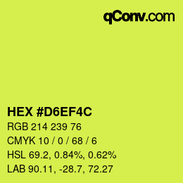 カラーコード: HEX #D6EF4C | qconv.com