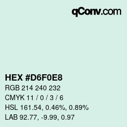 Color code: HEX #D6F0E8 | qconv.com
