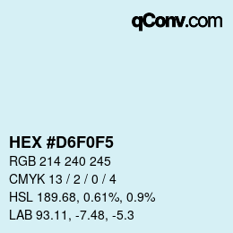 颜色代码: HEX #D6F0F5 | qconv.com