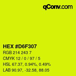 カラーコード: HEX #D6F307 | qconv.com