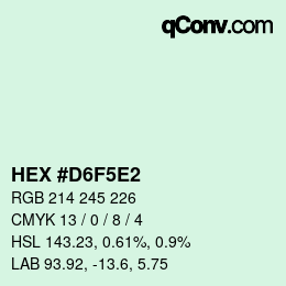 カラーコード: HEX #D6F5E2 | qconv.com
