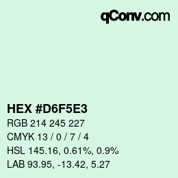 Color code: HEX #D6F5E3 | qconv.com
