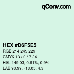 カラーコード: HEX #D6F5E5 | qconv.com