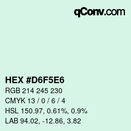 Color code: HEX #D6F5E6 | qconv.com