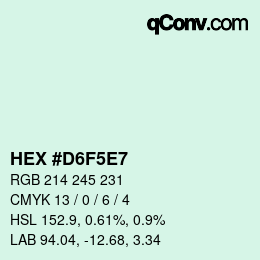 カラーコード: HEX #D6F5E7 | qconv.com
