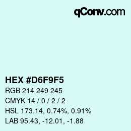 カラーコード: HEX #D6F9F5 | qconv.com