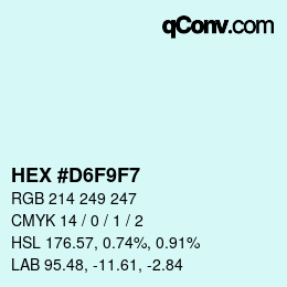 Color code: HEX #D6F9F7 | qconv.com