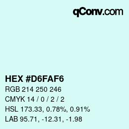 颜色代码: HEX #D6FAF6 | qconv.com