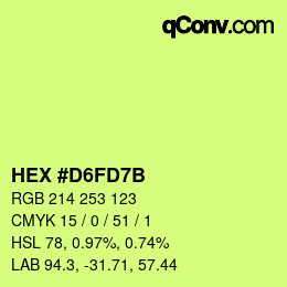 カラーコード: HEX #D6FD7B | qconv.com
