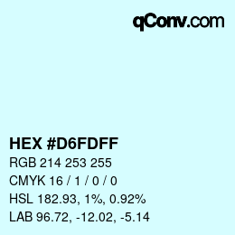 Color code: HEX #D6FDFF | qconv.com