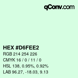 カラーコード: HEX #D6FEE2 | qconv.com