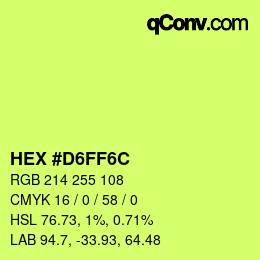 Código de color: HEX #D6FF6C | qconv.com