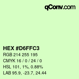 Color code: HEX #D6FFC3 | qconv.com
