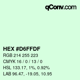 Color code: HEX #D6FFDF | qconv.com