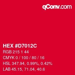 カラーコード: HEX #D7012C | qconv.com