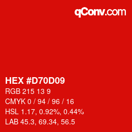 颜色代码: HEX #D70D09 | qconv.com