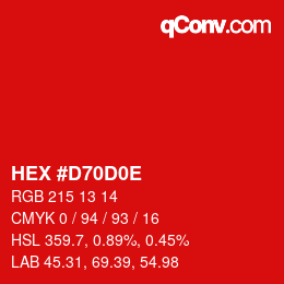 Color code: HEX #D70D0E | qconv.com