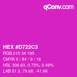 カラーコード: HEX #D722C3 | qconv.com