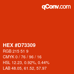 颜色代码: HEX #D73309 | qconv.com