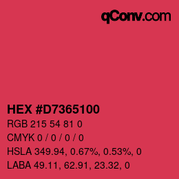 Color code: HEX #D7365100 | qconv.com