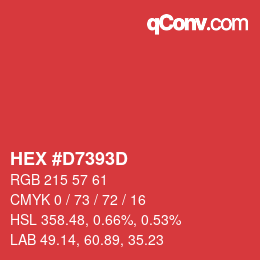 颜色代码: HEX #D7393D | qconv.com
