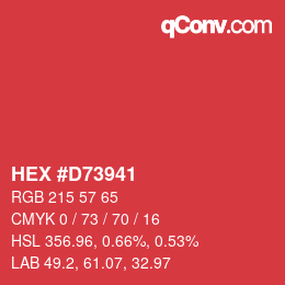 カラーコード: HEX #D73941 | qconv.com
