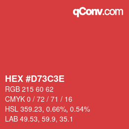 Color code: HEX #D73C3E | qconv.com