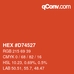 カラーコード: HEX #D74527 | qconv.com