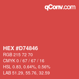 Farbcode: HEX #D74846 | qconv.com