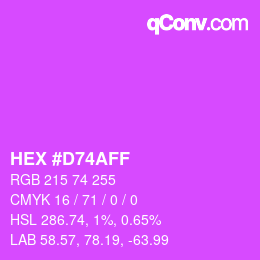 カラーコード: HEX #D74AFF | qconv.com