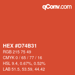 カラーコード: HEX #D74B31 | qconv.com