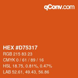 Color code: HEX #D75317 | qconv.com