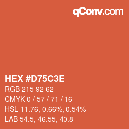 Color code: HEX #D75C3E | qconv.com